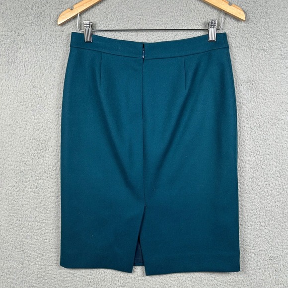 J.Crew 100% Wool Pencil Skirt Teal Size 4 Lined Career Office Classic Minimalist - Picture 5 of 6